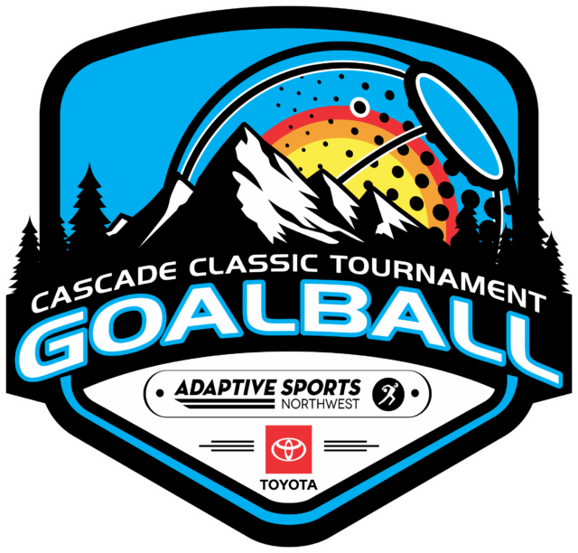 Cascade Classic Goalball Tournament logo; presented by Adaptive Sports NW and sponsored by Toyota.